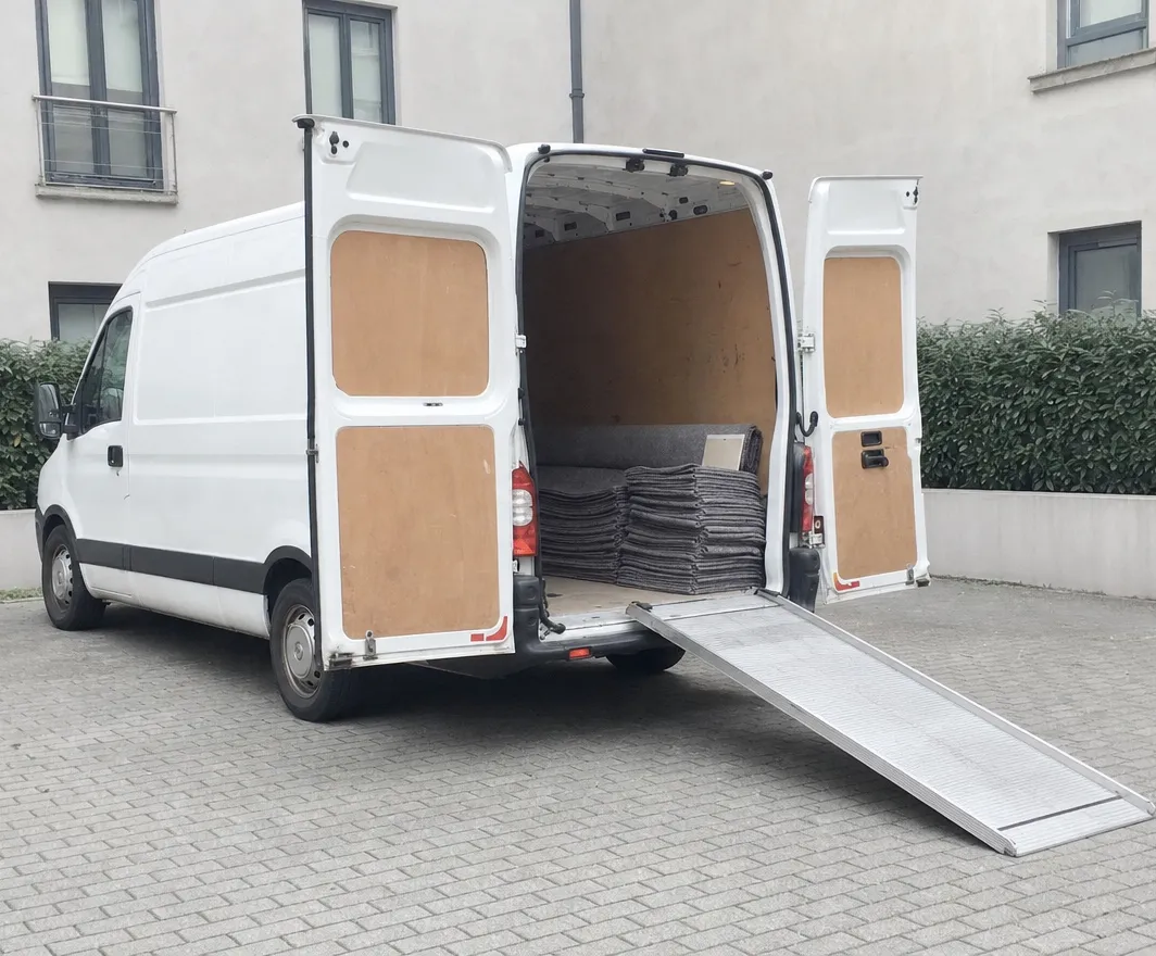 Räumungsteam von Räumung365 vor dem Firmentransporter